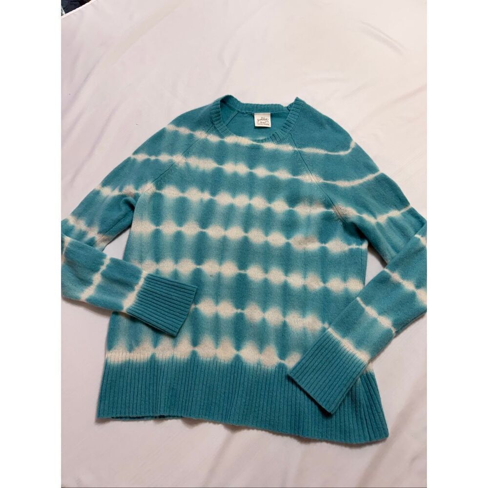 Golden Sun Blue White 100% Cashmere Sweater Size S/M